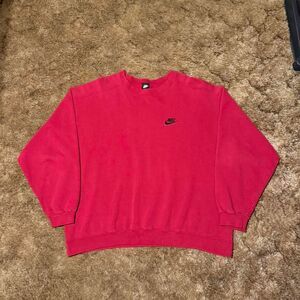 Vintage Nike Small Logo Crewneck Sweatshirt Red XLarge